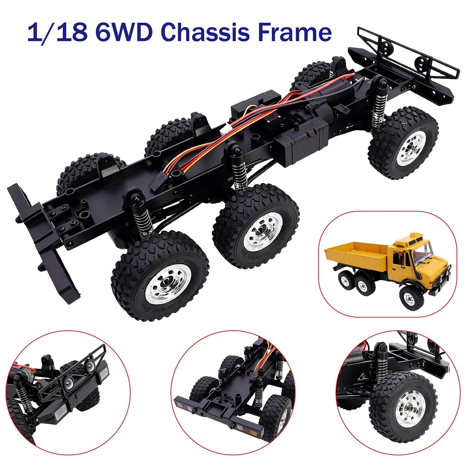 6WD-Chassis mit Doppelgeschwindigkeitsgetriebe, 370-Motor, Servo-Achse und Stoßdämpfern für Trx4m JJRC C8823