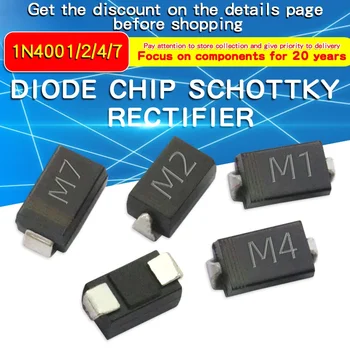 SMD Fast Switching Schottky Diode Assorted Kit Set M7 1N4007 M4 1N4004 M1 1N4001 M2 1N4002 (100 Stück)