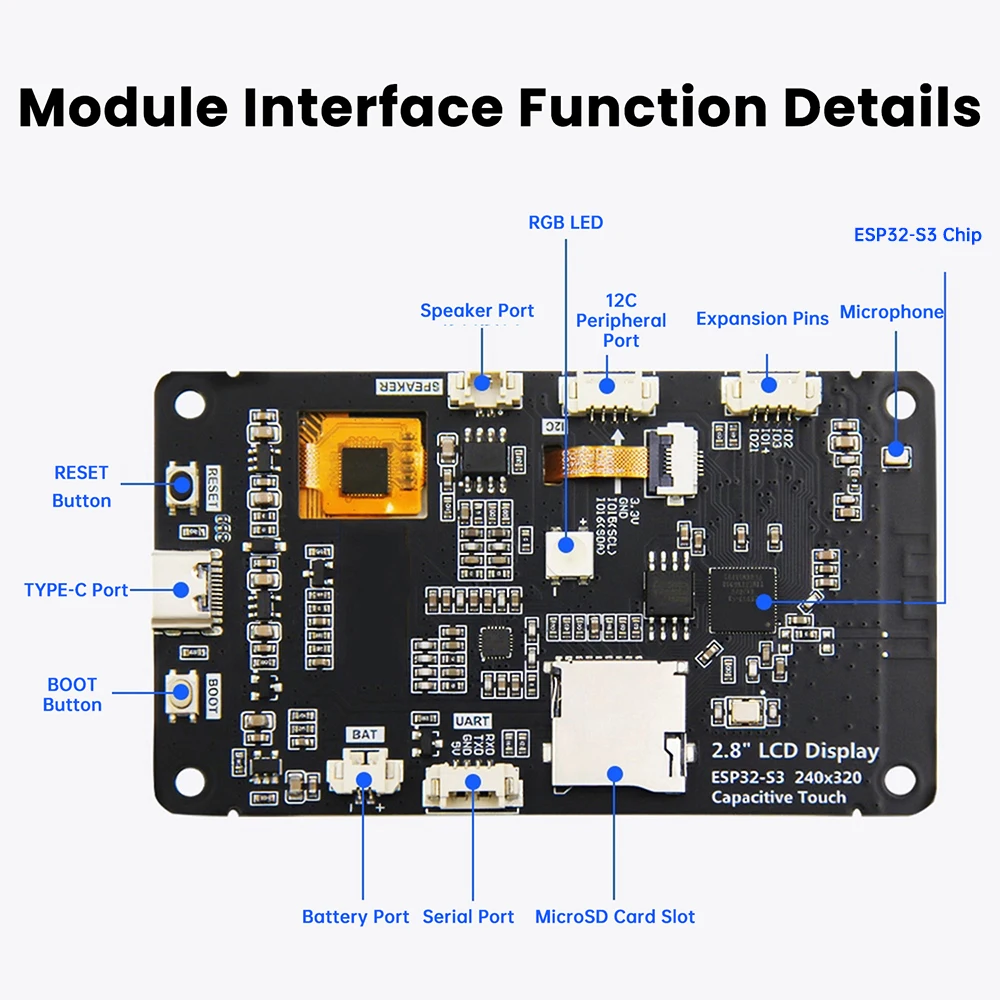 ESP32-S3 Entwicklungsboard mit 2,8-Zoll-Touchscreen Dual Core – Bild 6