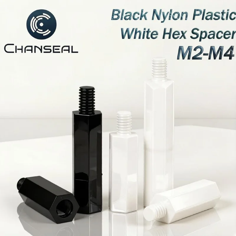 M2 M2.5 M3 M4 Schwarze Nylon-Sechskant-Abstandshalter, Gewinde-Säulenmontage, PCB-Kunststoff, Weiße