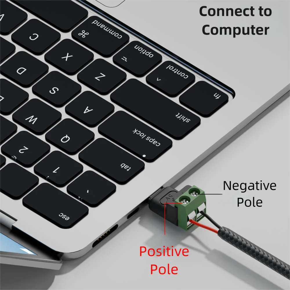 USB-C auf 2-Pin Schraubklemmenadapter Lötfreier Stecker Typ-C – Bild 3