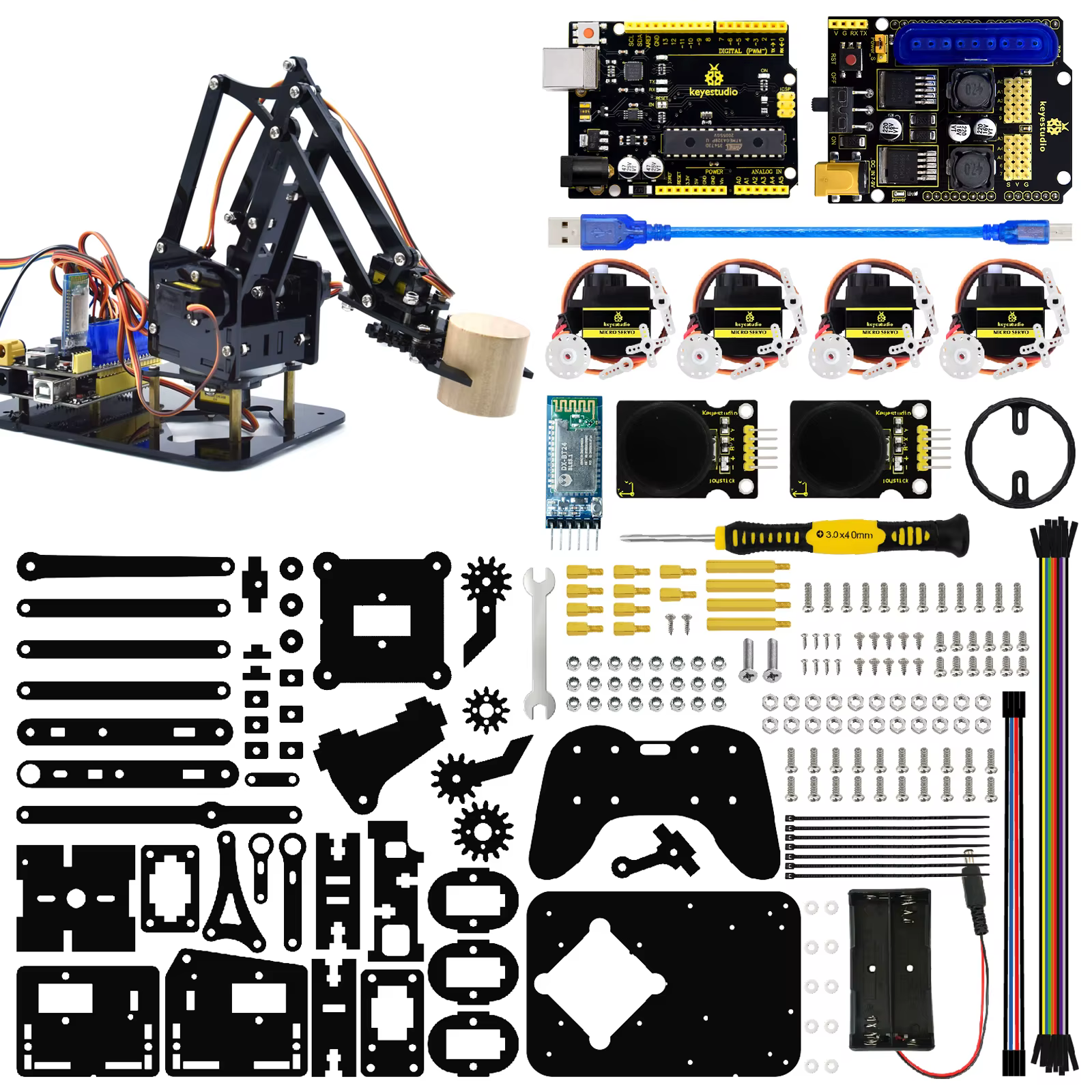 Keyestudio STEM 4DOF Roboterarm-Kit, mechanischer Arm, Klauen-Kit – Bild 2