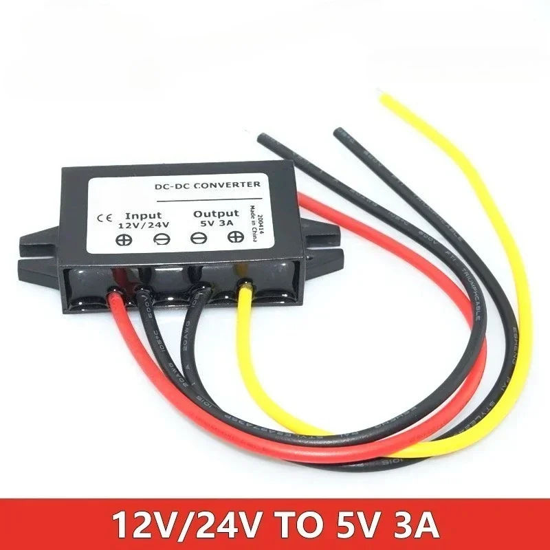 12V 24V zu 5V 3A Auto-Abwärtswandler DC-DC Spannungsreduzierer Netzteil-Adapter für Typ-C USB Mini-USB