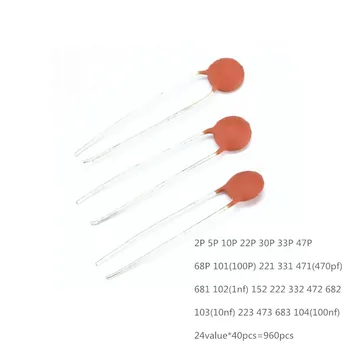 24 wert * 40 stücke = 960 stücke 50V Keramik Kondensator Assorted kit Sortiment Set + Box (960 Stück)
