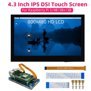 Raspberry Pi 4,3 Zoll DSI Touchscreen 800 x 480 IPS LCD-Modul MIPI TFT kapazitiver Monitor für RPI 5 4B 3B+ 3B