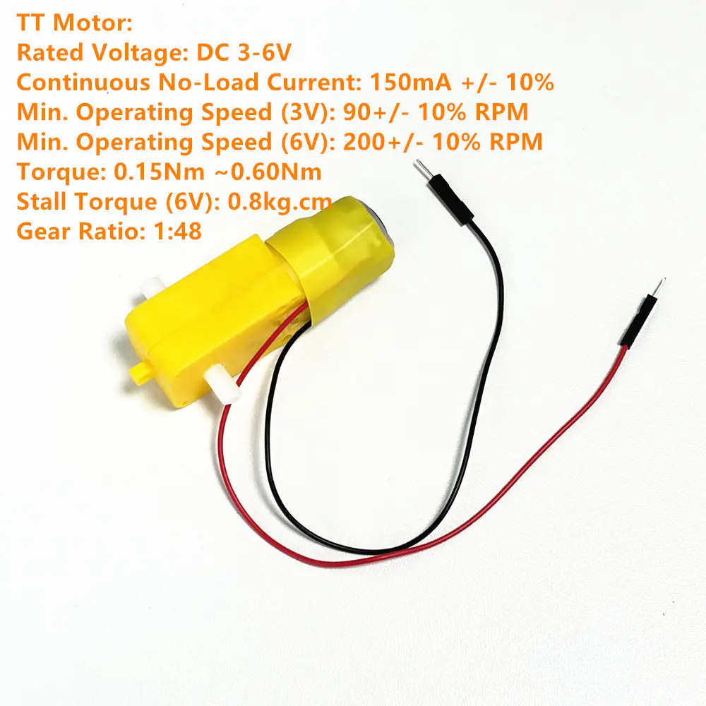 TT-Motor Elektromotor DC 3V-6V Doppelwellen-Getriebemotor (4 Stück) – Bild 2