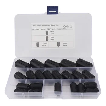 Clip On Ferrit 3,5 mm/5 mm/7 mm/9 mm Perlen-Geräuschunterdrückung (22 Stück)