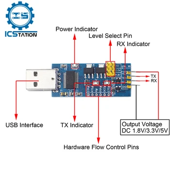 USB zu TTL Konverter USB zu UART Serial Port Modul 5V/3,3 V/1,8 V FT232RL Code programmierer Downloader 500mA