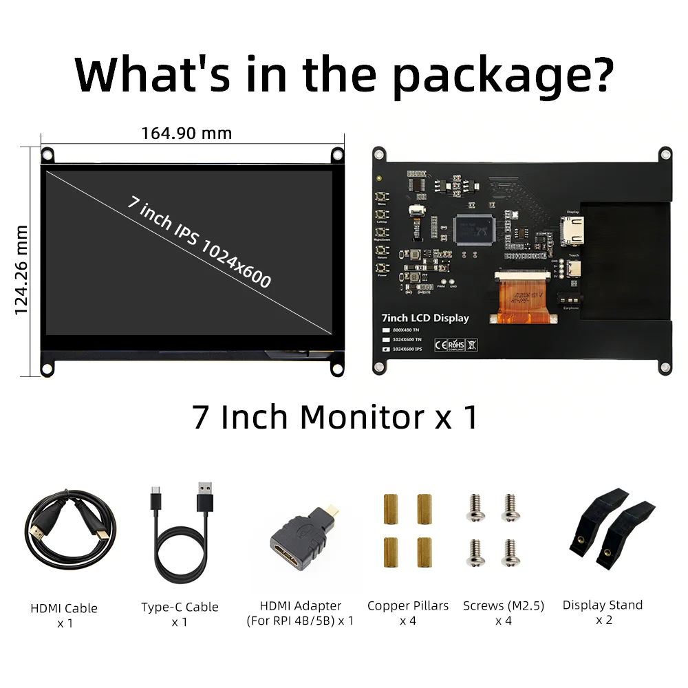 Raspberry Pi 5 7-Zoll-Touchscreen IPS 1024 x 600 HD LCD HD-MI-Display – Bild 6