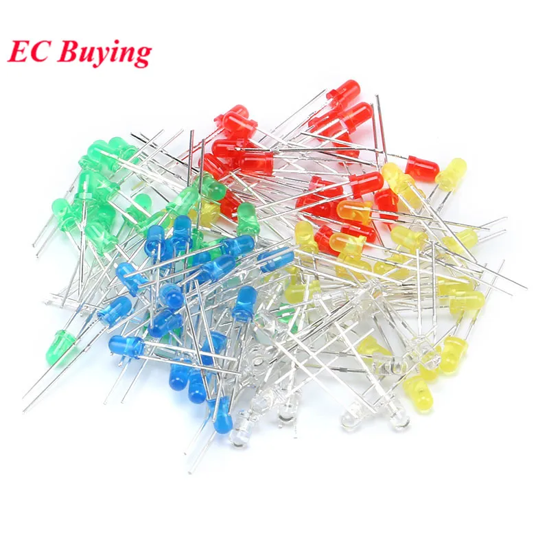 3mm LED Diode Leuchtdioden Weiß Gelb Rot Grün Blau (100 Stück) – Bild 4