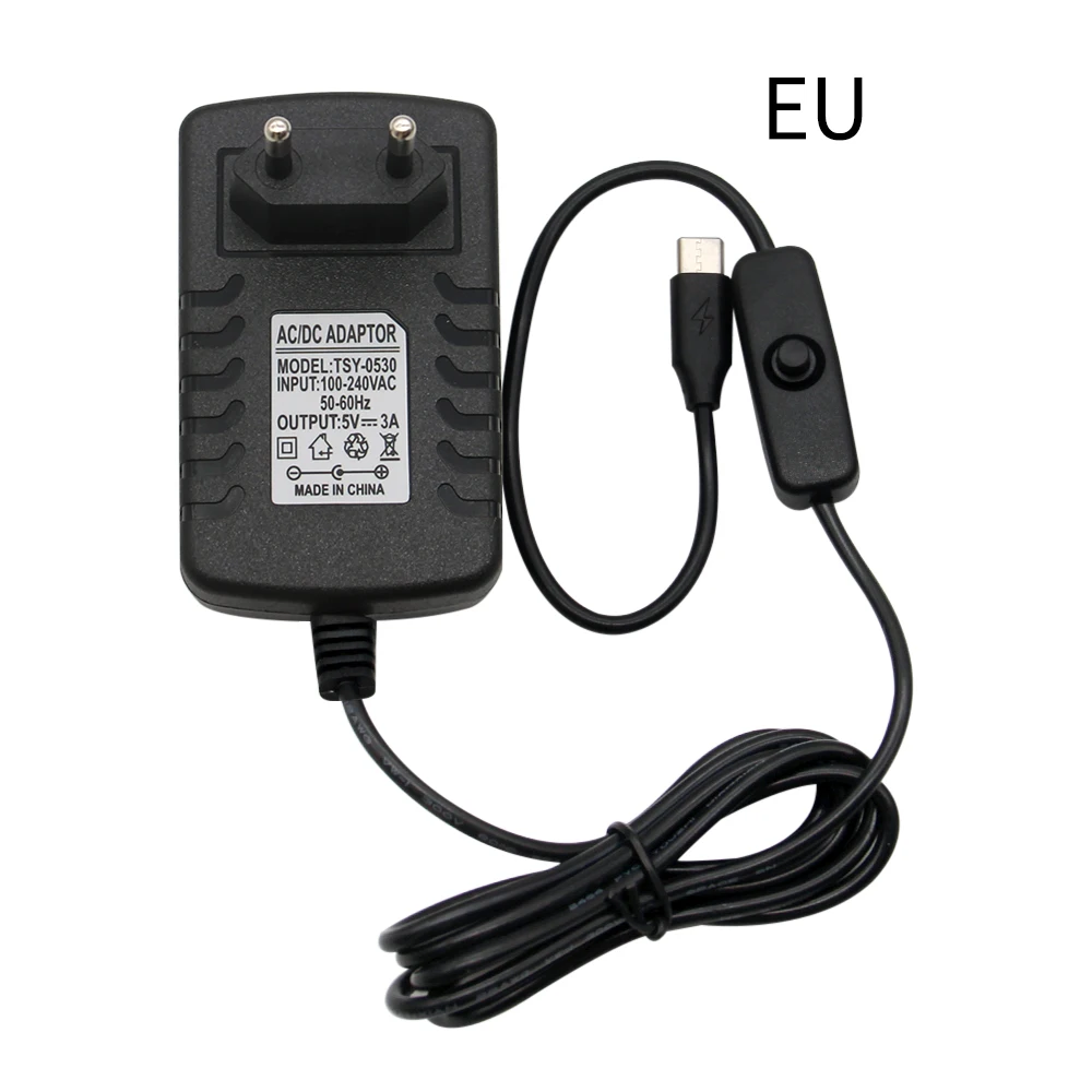 Raspberry Pi 4 Power Adapter 5V 3A Typ-C Mit AUF/OFF Schalter Taste EU UNS AU UK Stecker Ladegerät