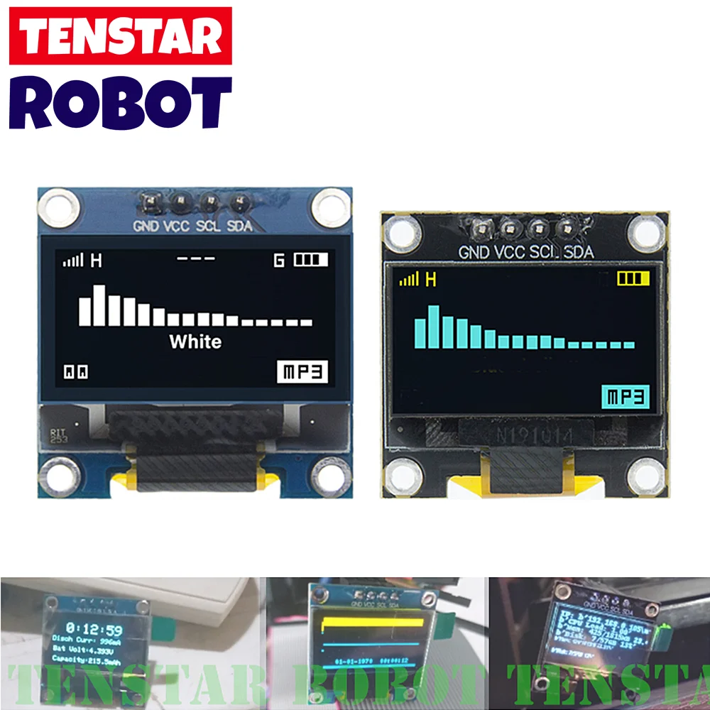 0,96 Zoll OLED SSD1306 Weiß/Blau/Gelb 128X64 IIC I2C Serielles Anzeigemodul 12864 LCD-Bildschirmplatine