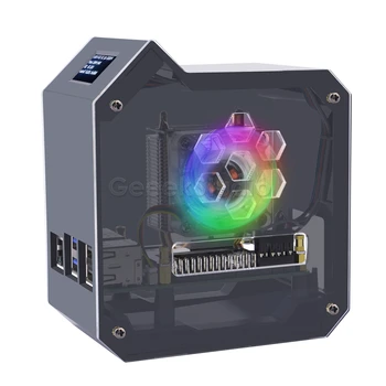 Abs mini tower kit schwarz gehäuse für himbeer pi 5 mit kühler oled