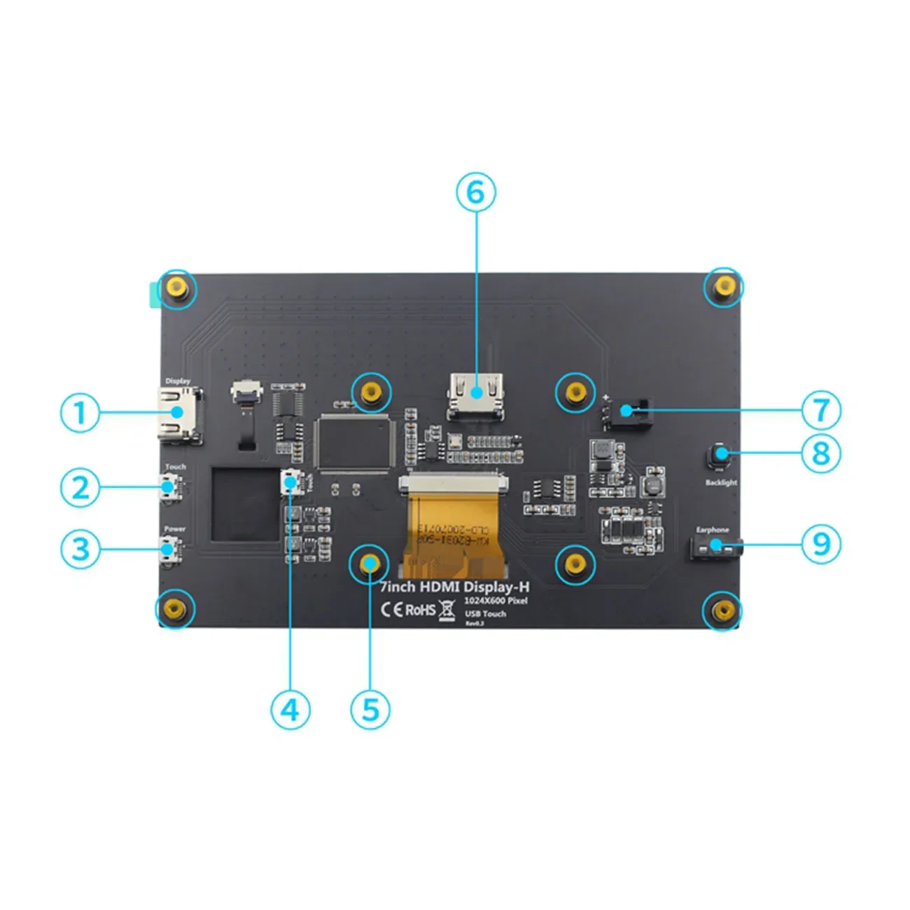 LCD IPS Touchscreen 7 Zoll Vollansicht für Raspberry Pi HD HDMI – Bild 3