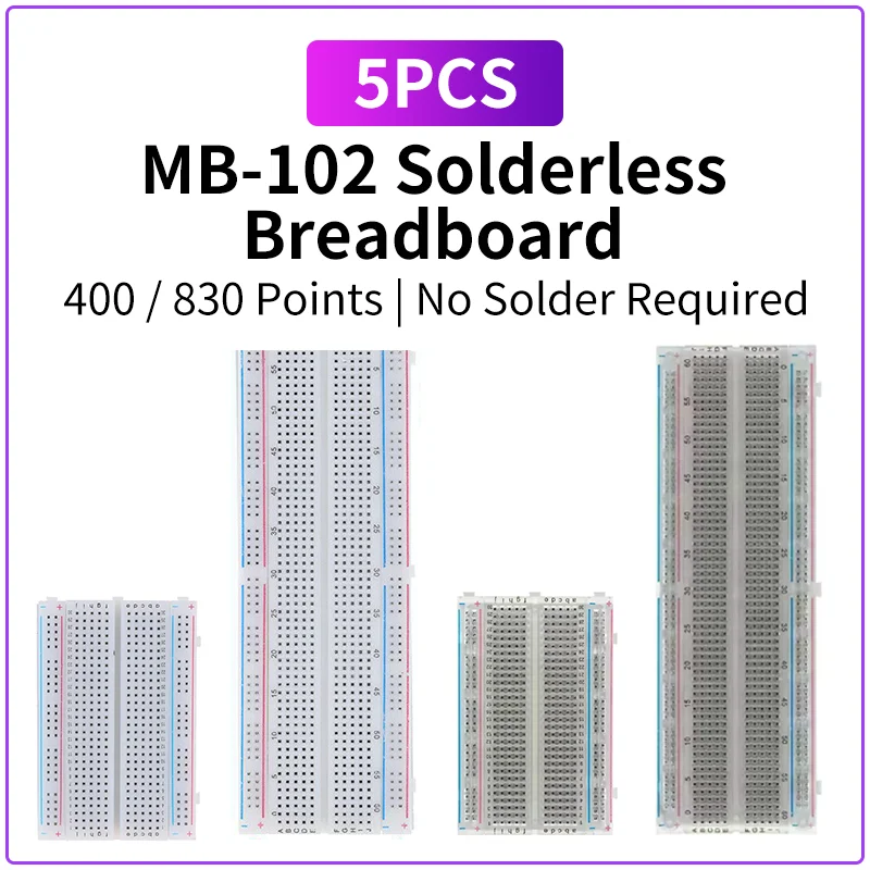 400/830-Punkte-Steckplatine 830-Punkte-Steckplatine MB-102 Lötfreie PCB-Testplatine (5 Stück)