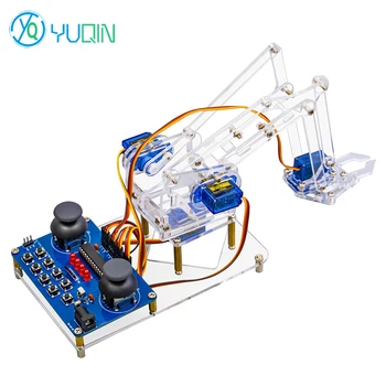 Lötbausatz für Mikrocontroller-Roboterarm mit Acrylgehäuse, Vier Freiheitsgrade, DIY-Roboter-Ersatzteile