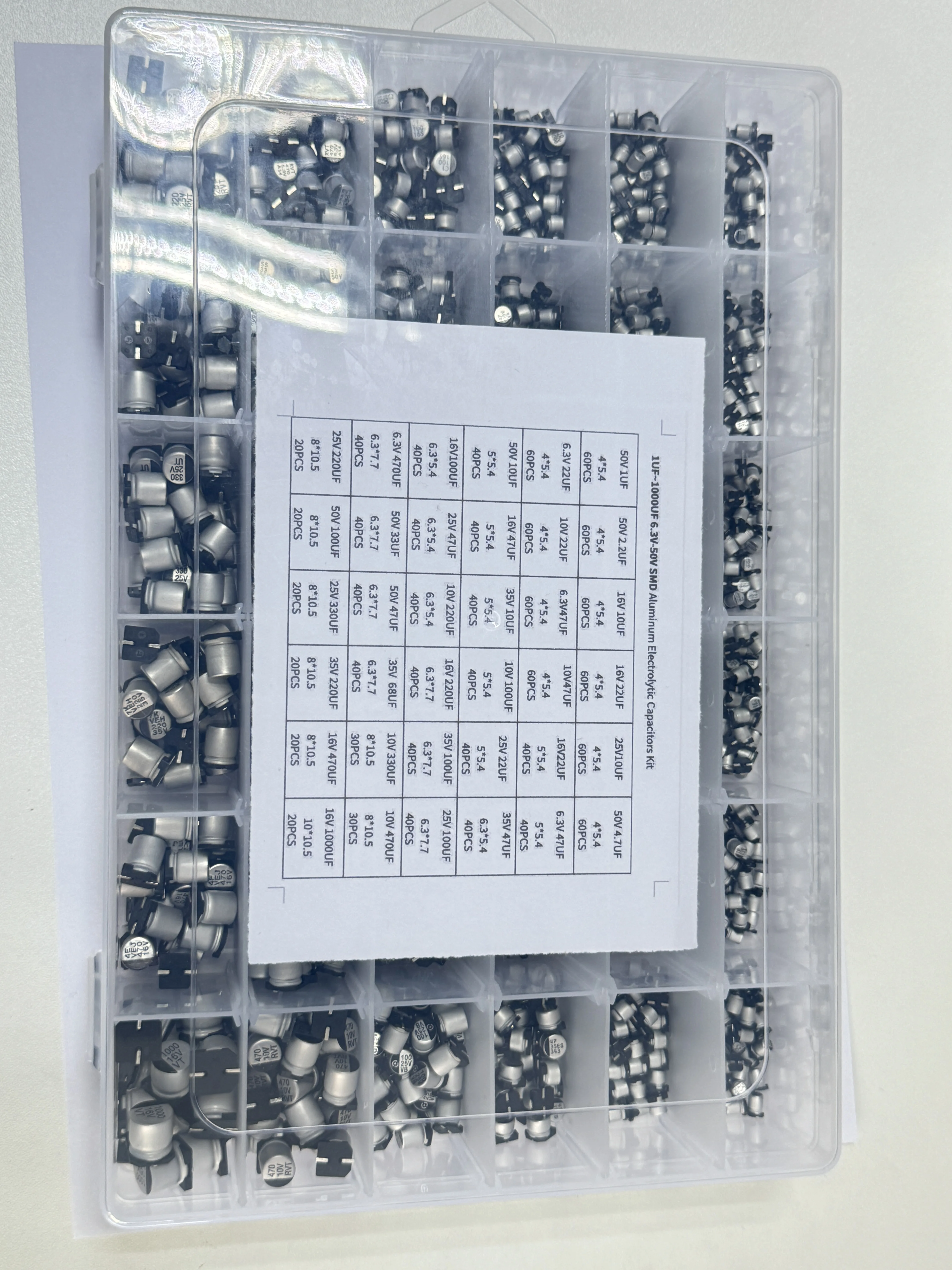 1UF~1000UF 6,3V-50V 24/36 Werte SMD Aluminium-Elektrolyt-Kondensatoren – Bild 4