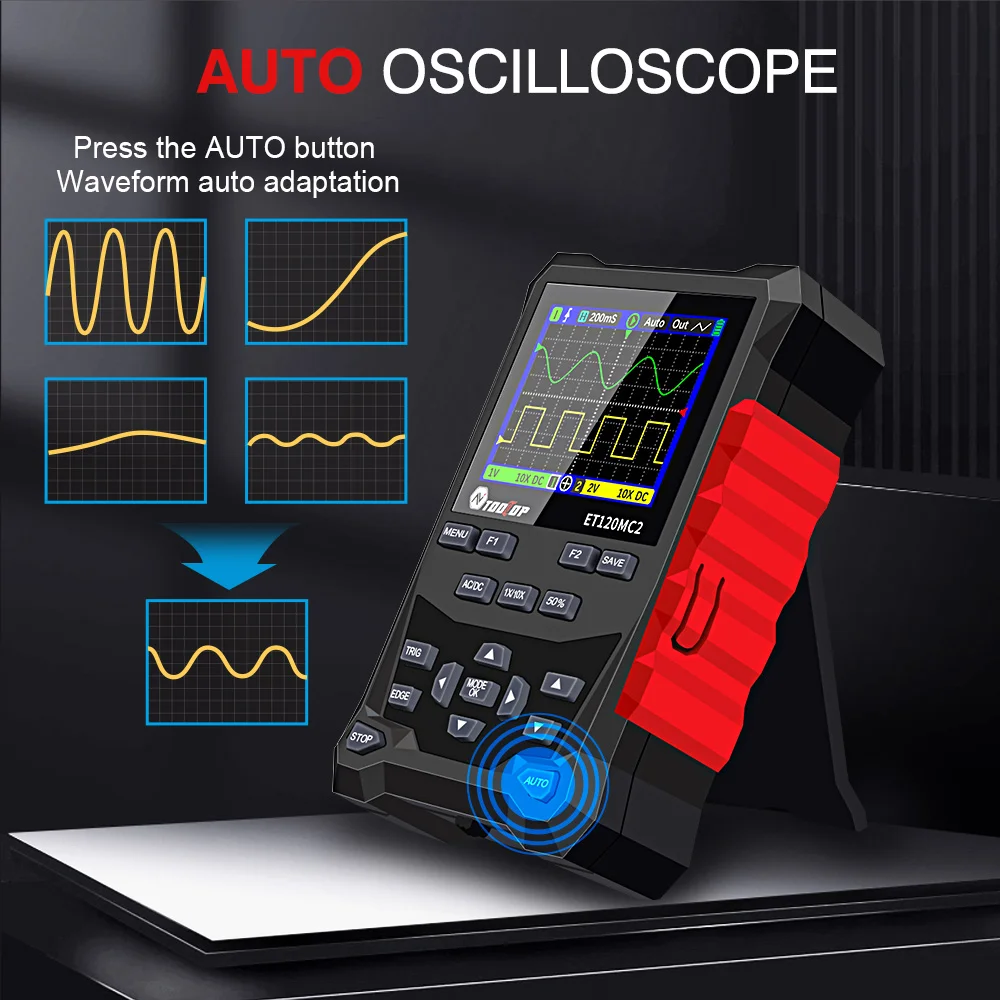 TOOLTOP 2 Kanal 120 MHz Tragbares Oszilloskop Signalquelle 2 in 1 – Bild 2