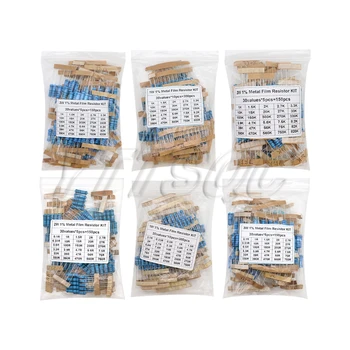 1/2W 1W 2W 3W Widerstand 1% Metall Film Widerstand Sortiment Kit Set 30 werte 1R ~ 750R 1K ~ 820K (150 Stück)