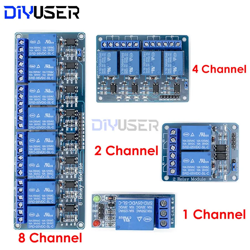 DIYUSER 5V 1 2 4 8 Kanal Relaismodul mit Optokoppler. Relais-Ausgangsmodul mit 1, 2, 4, 8 Kanälen