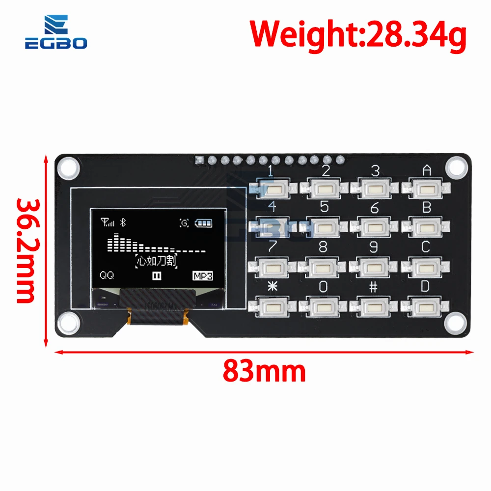 ~5PCS 0,96 /1,3 Zoll OLED-Display SSD1106 SSD1315 mit 4x4-Tastatur – Bild 3