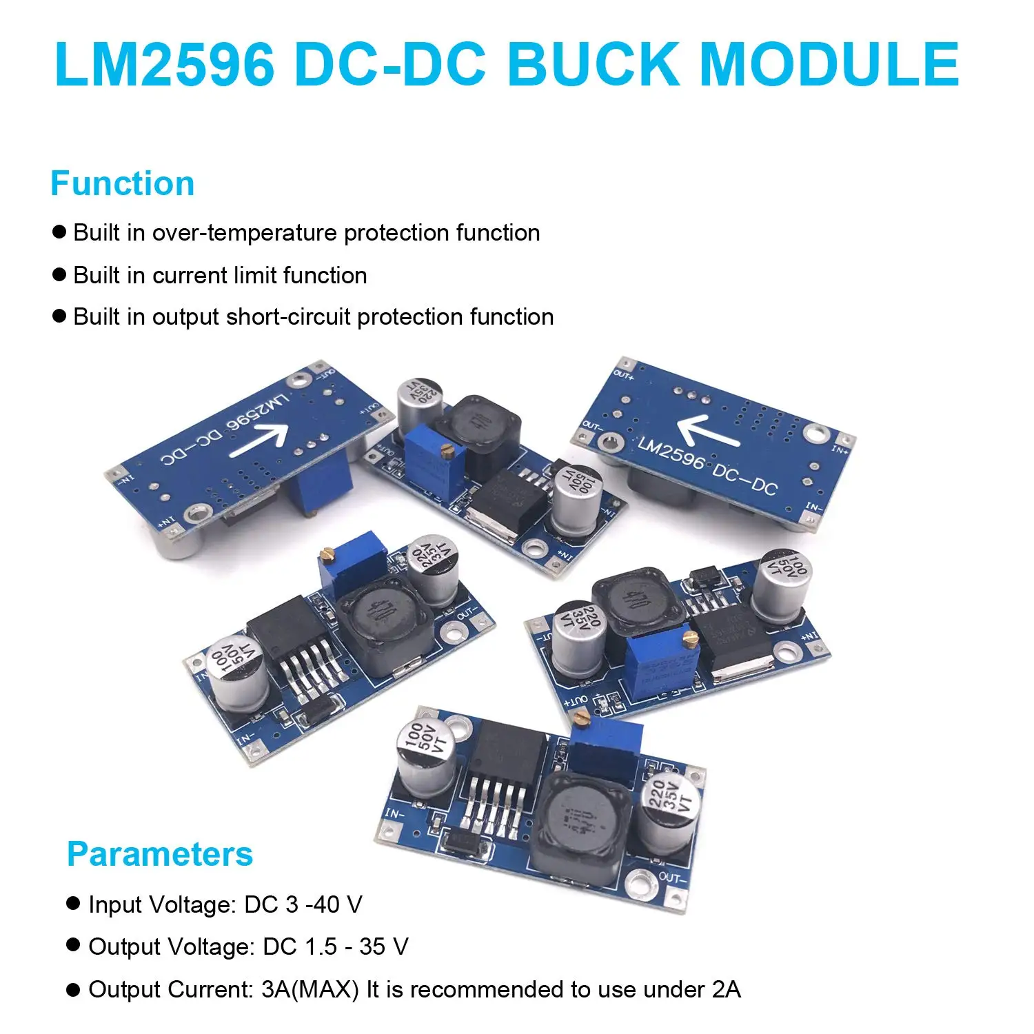 LM2596 Step Down Modul DC zu DC Einstellbare Buck Converter Spannung – Bild 3