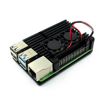 Himbeer Pi 4/3 Aluminium gehäuse mit Doppel kühl ventilator Metalls chale schwarz Gehäuse für RPI Himbeer Pi