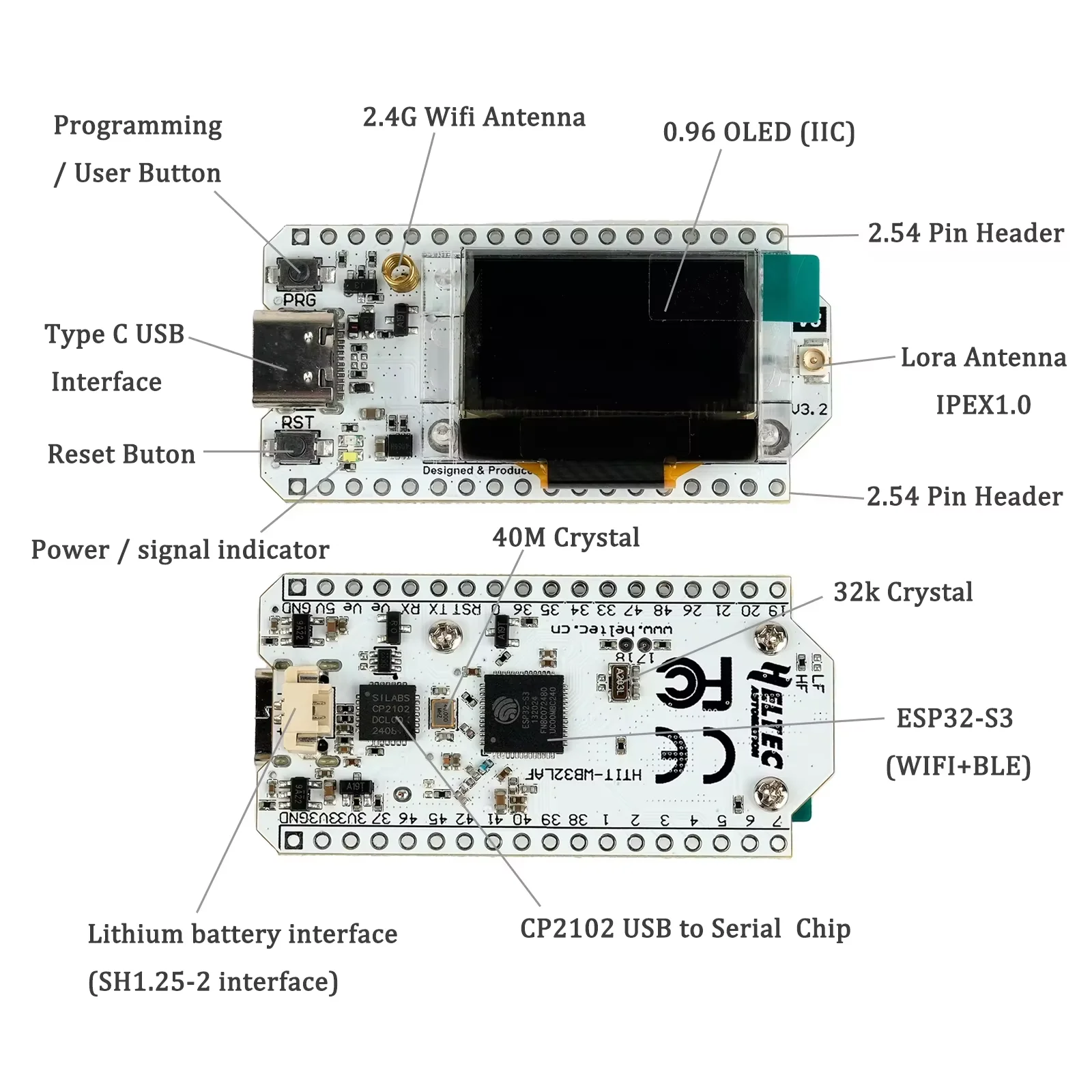 Heltec Lora 32 V3 3.2 Lora32 ESP32 Entwicklungsboard WiFi (2 Stück) – Bild 4