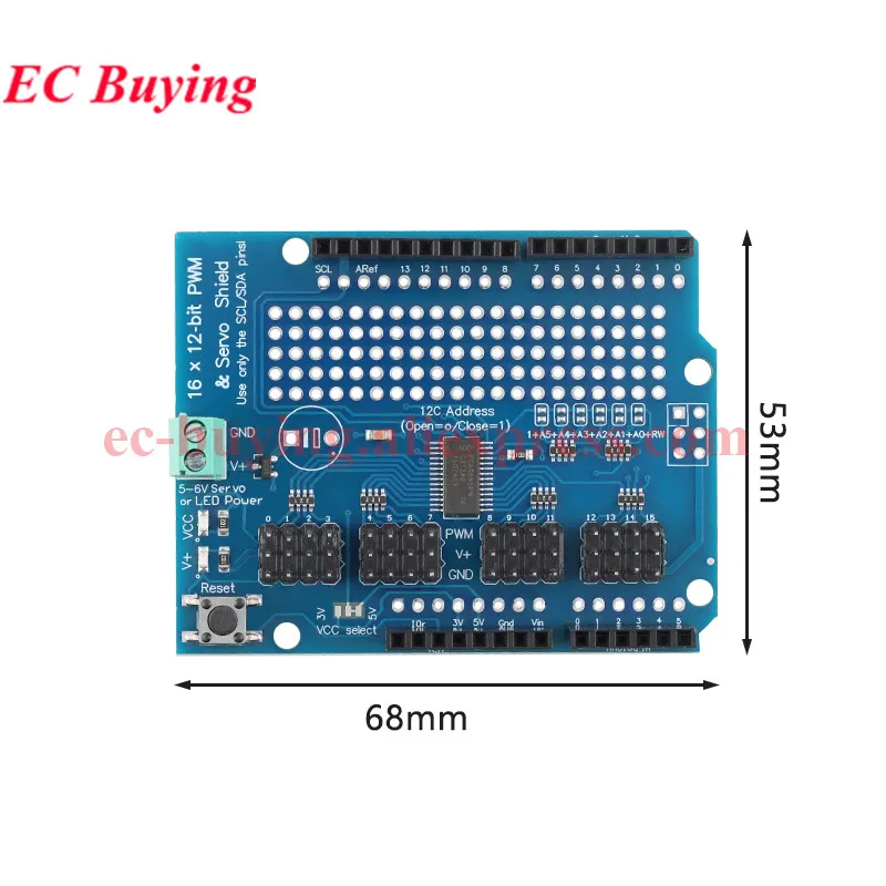 PCA9685 IIC I2C 16 Kanal 12-bit PWM Schrittmotor Modul Servo Treiber – Bild 6