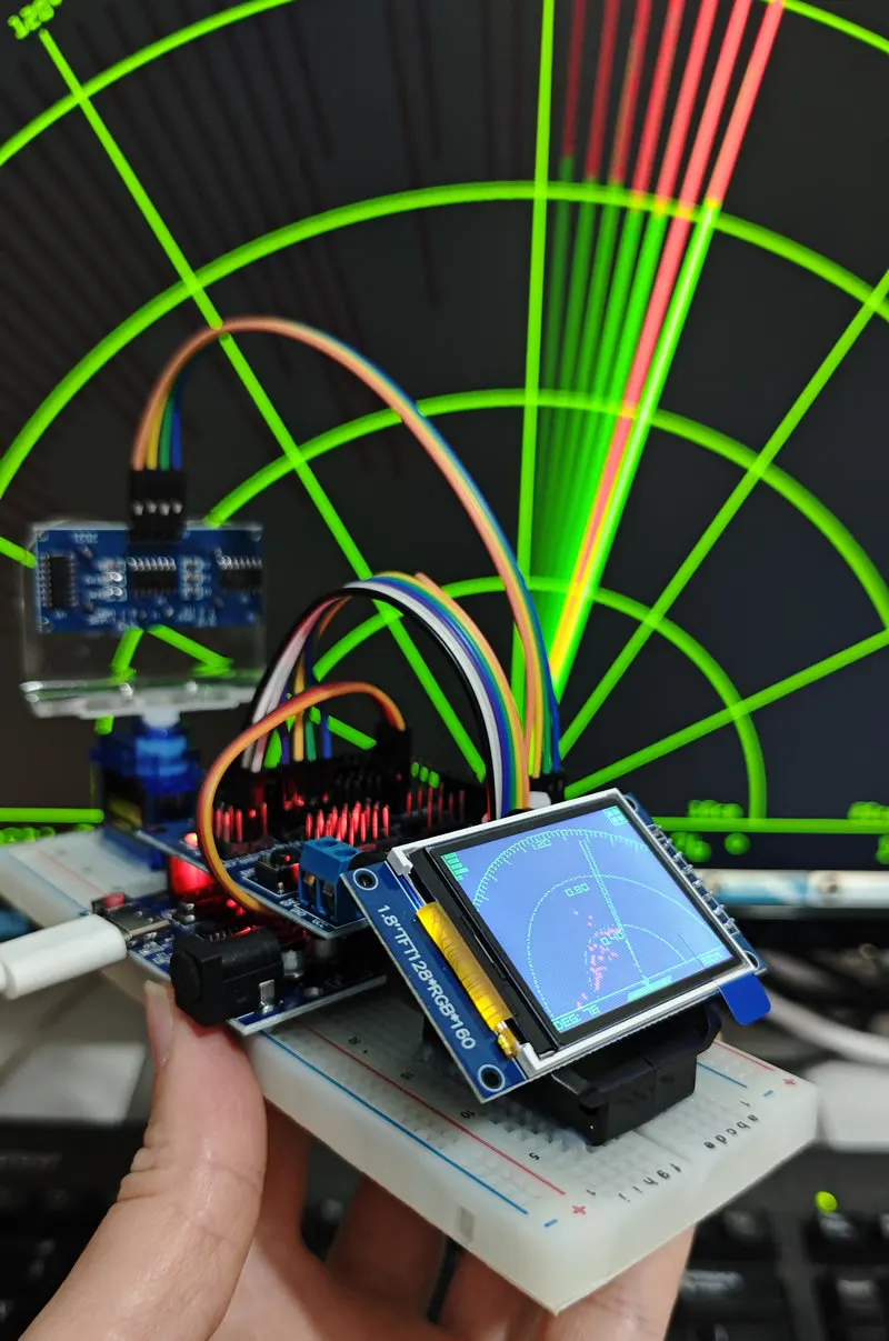 Arduino Analog Radar Ultraschall Simulation Radar DIY Ornament – Bild 6
