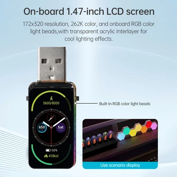 ESP32-S3 1,47-Zoll-Display-Entwicklungsboard, 172×320, 262K Farben, 16 MB Flash, 240 MHz, WLAN, Bluetooth