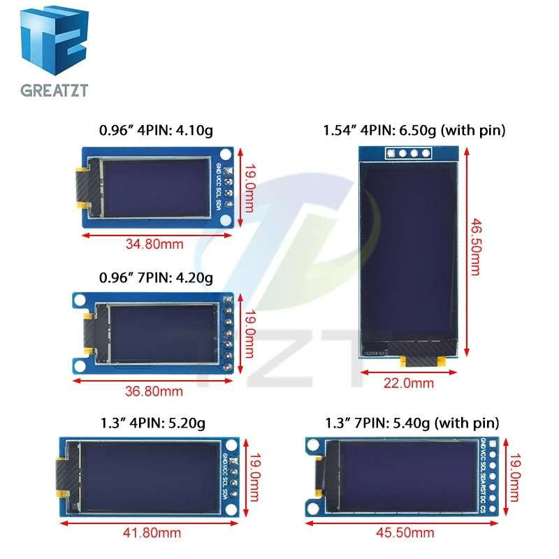 0,96 / 1,3 / 1,54 Zoll OLED-Display 64×128 LCD-Modul SH1107 SSD1312 – Bild 2