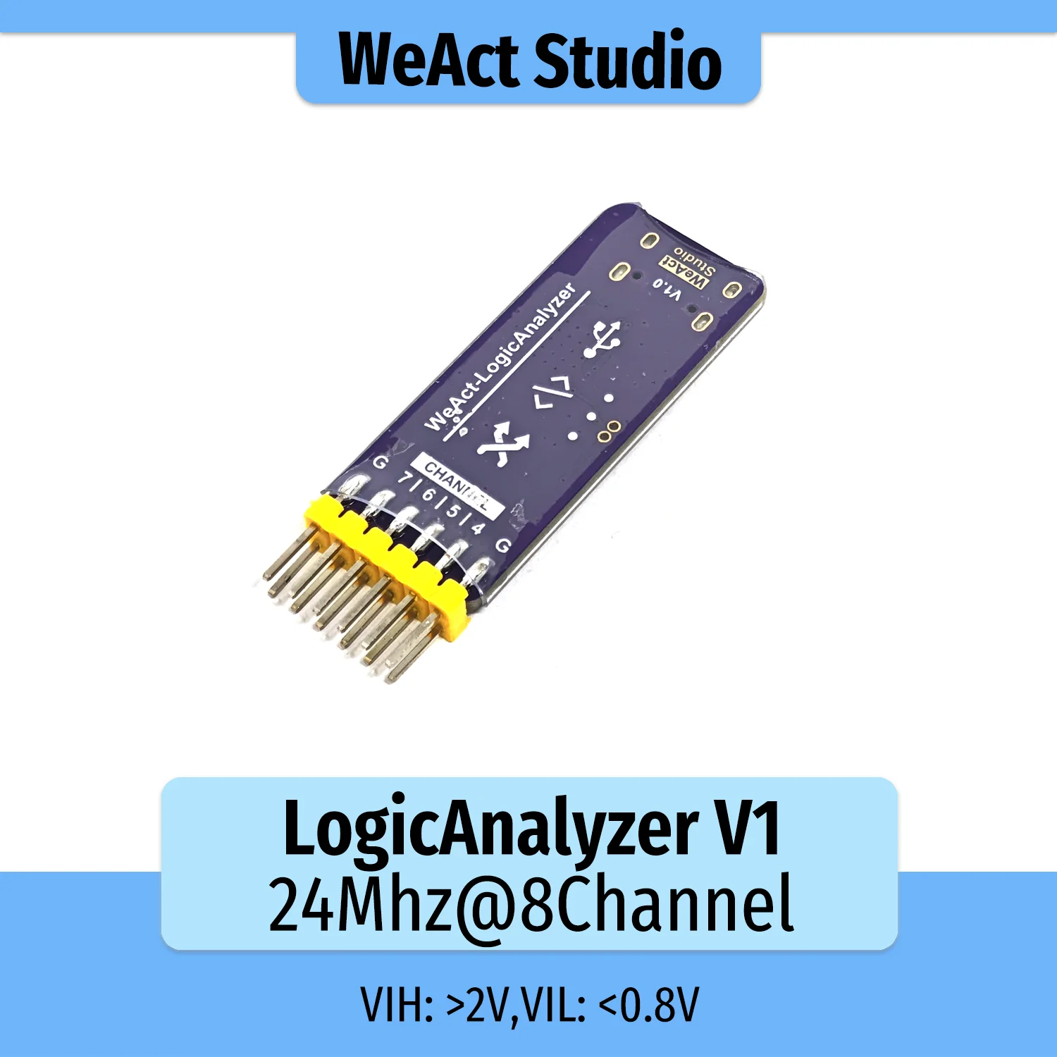 WeAct LogicAnalyzer V1 Mini USB Logikanalysator 24MHz 8CH 8-Kanal Digitaler Logikanalysator Eingebettetes