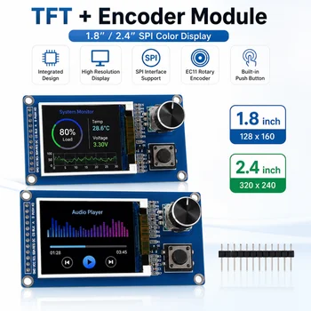 1,8/2,4 Zoll SPI TFT LCD-Modul mit EC11 Drehgeber ST7735/ST7789 128x160/320x240 Farbdisplay für Arduino ESP32