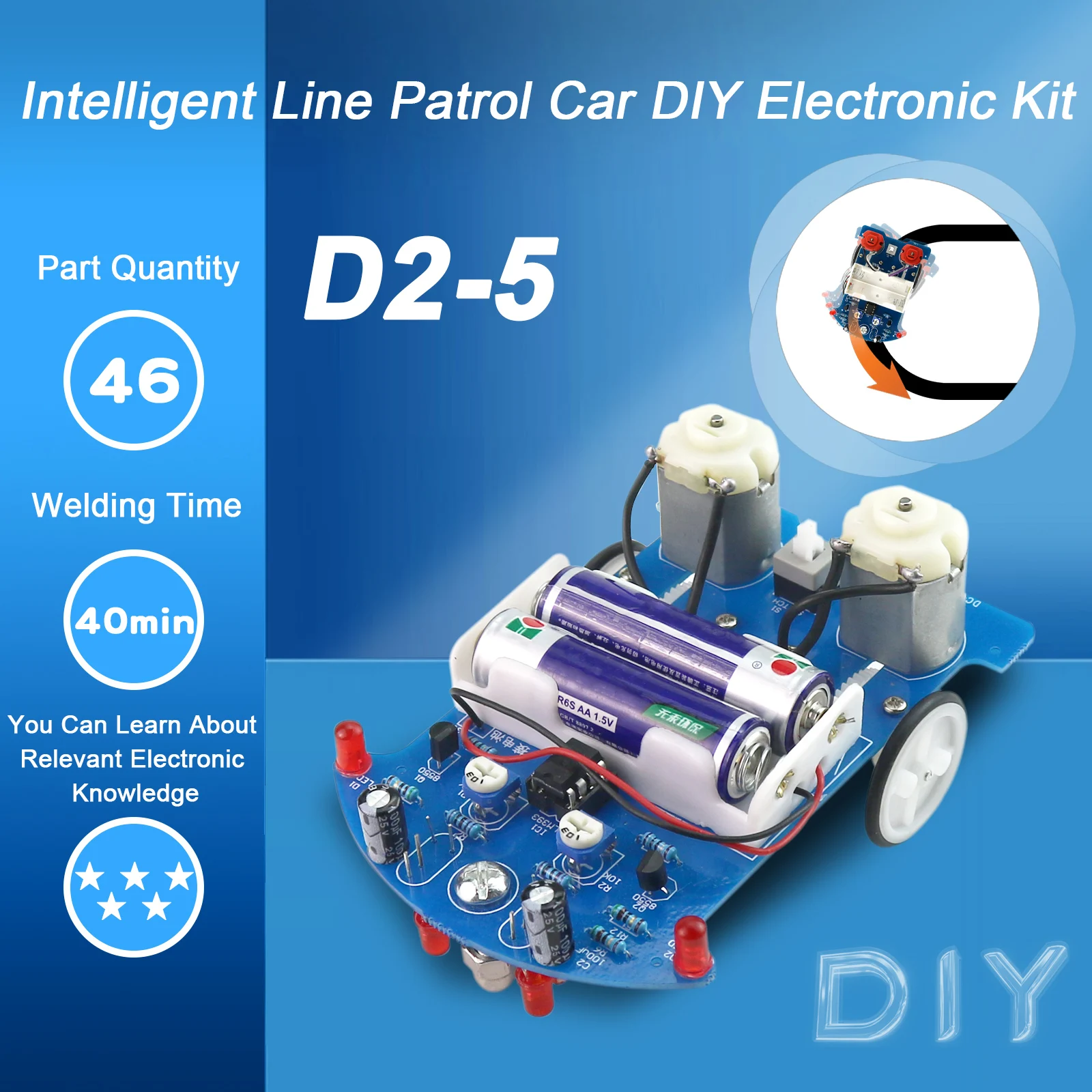 DIY Elektronische Kit Intelligente Tracking Linie Auto Automatische Induktion Patrol Smart Roboter Auto Kits