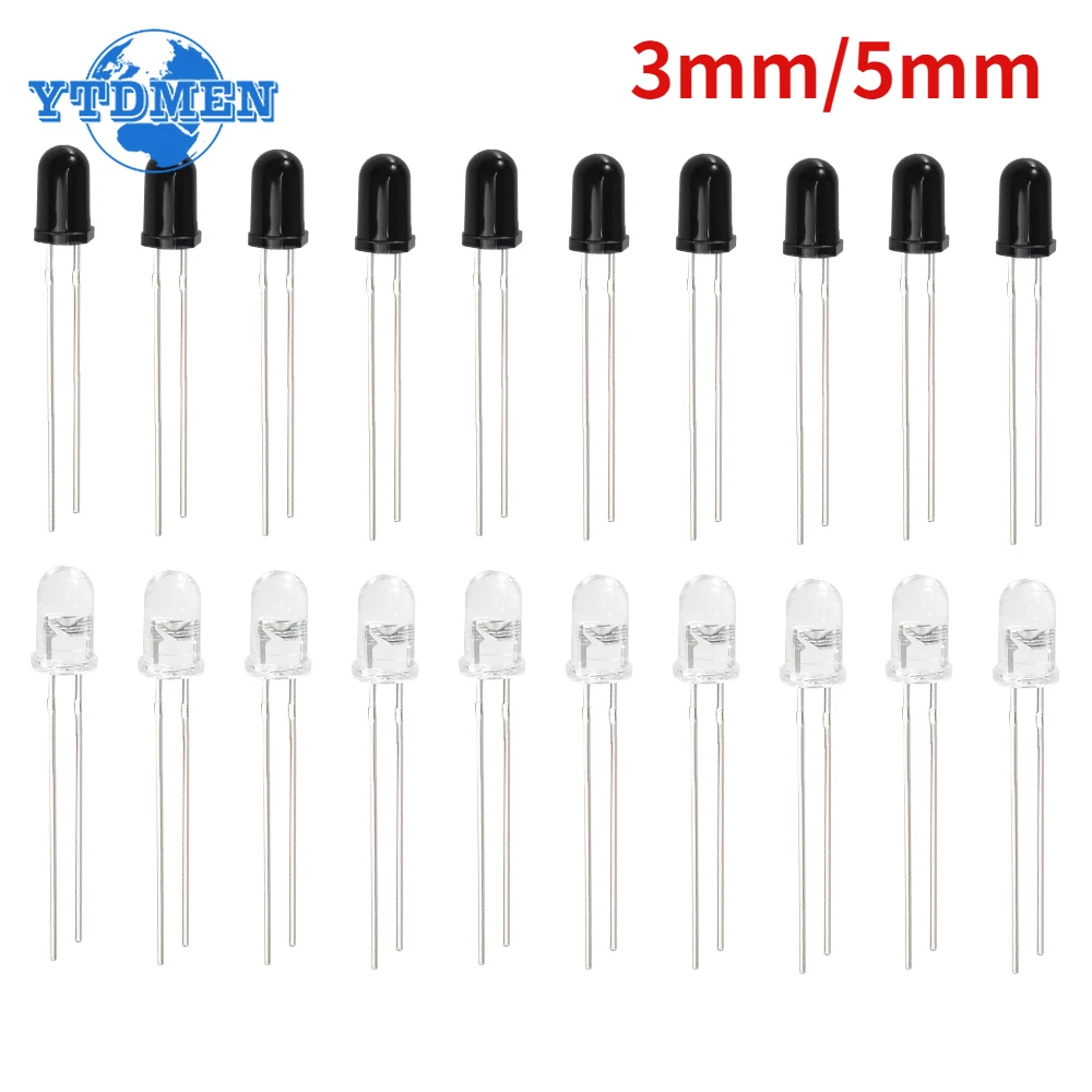 10 Paar 3 mm 5 mm 940 nm LEDs Infrarot-Sender und IR-Empfänger Diode F3 F5 Dioden für Arduino DIY