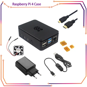 Himbeer Pi 4 Gehäuse Kunststoffs chale Abs Gehäuse Box mit Lüfter Kühlkörper Netzteil Karte HDMI-Kabel