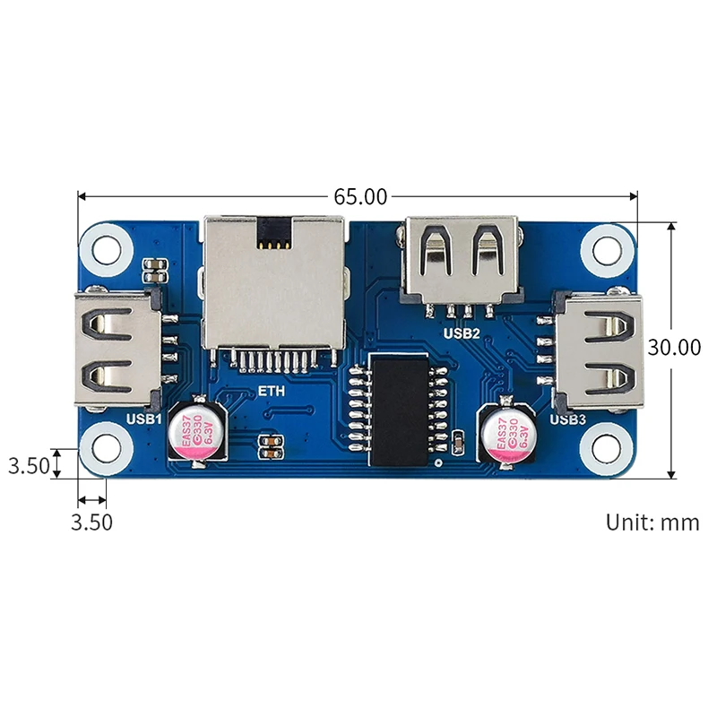 Raspberry Pi Zero Ethernet USB HUB HAT (B) Erweiterungsplatine 4x – Bild 5