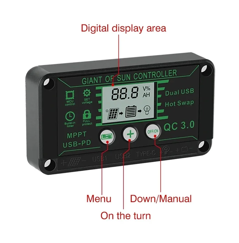 Solarladung MPPT-Controller 100A 90A 60A 30A 20A Wasserdicht 12V 24V – Bild 5