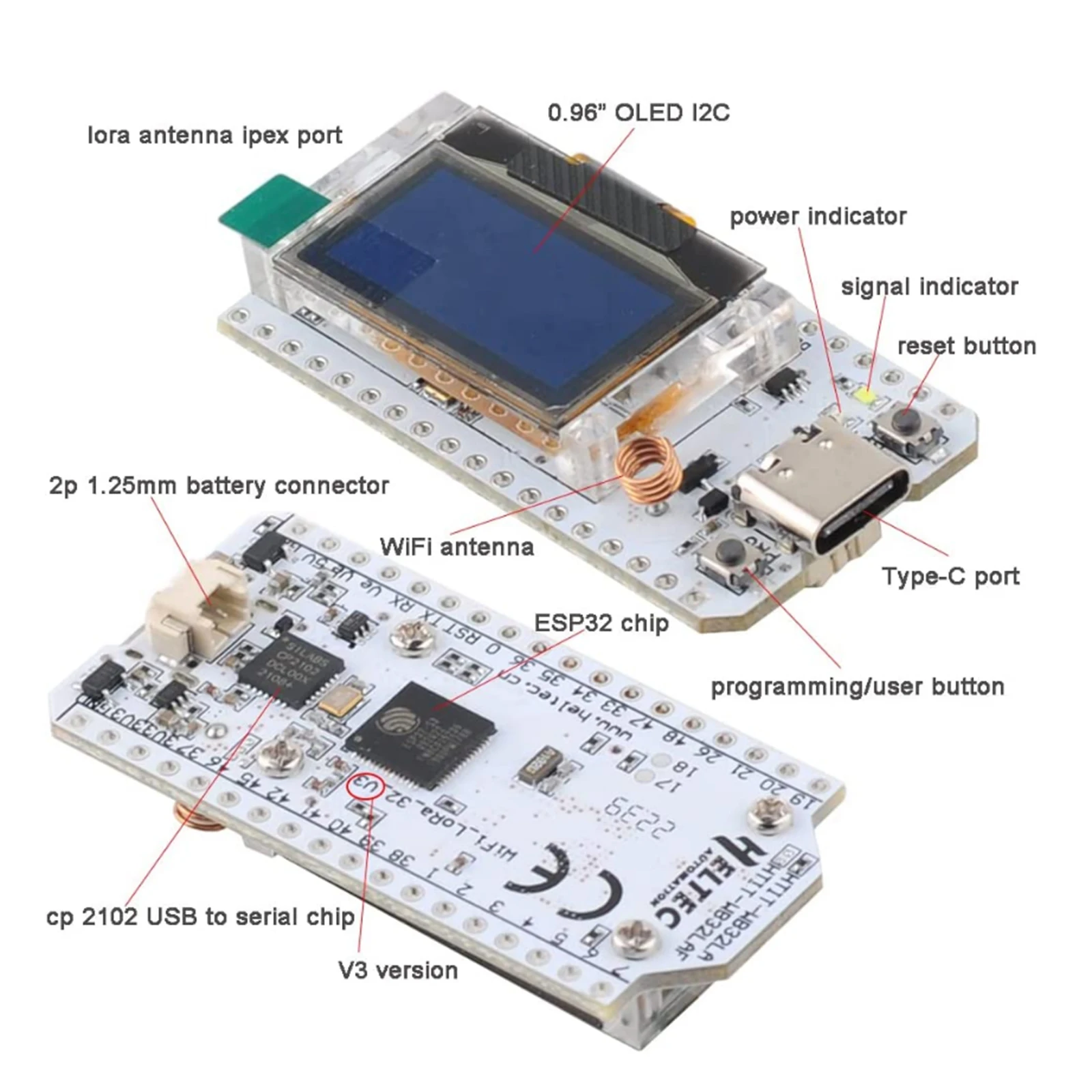 ESP32 Lora V3 Kit 0,96 Zoll OLED-Display Entwicklungsboard (2 Stück) – Bild 2