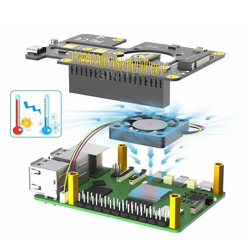 Raspberry Pi 5 PCIe zu M.2 NVMe SSD Hut 3in1 mit Lüfter 2230 2242 2280 – Bild 2