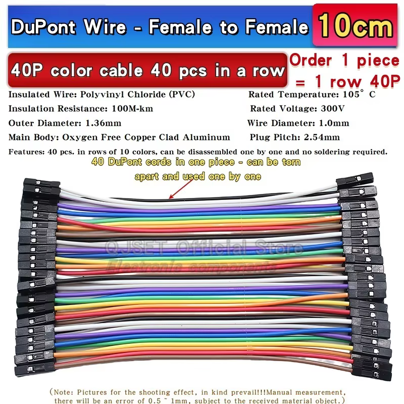 40-Pin Dupont-Kabel 10cm/20cm/30cm/40cm Stecker auf Stecker + Buchse auf Stecker + Buchse auf Buchse