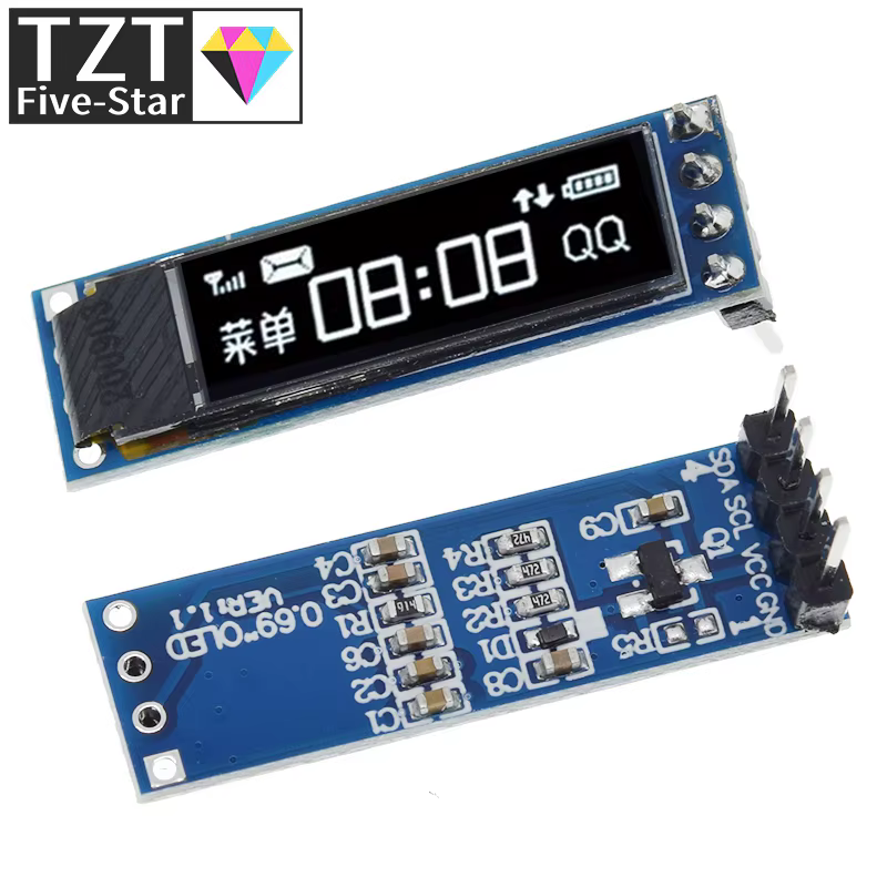 0,69 zoll 96x16 OLED Display Modul Weiß Display 0,69 "SSD1306 LCD Screen Control Board für Arduino 3-5,5 V IIC