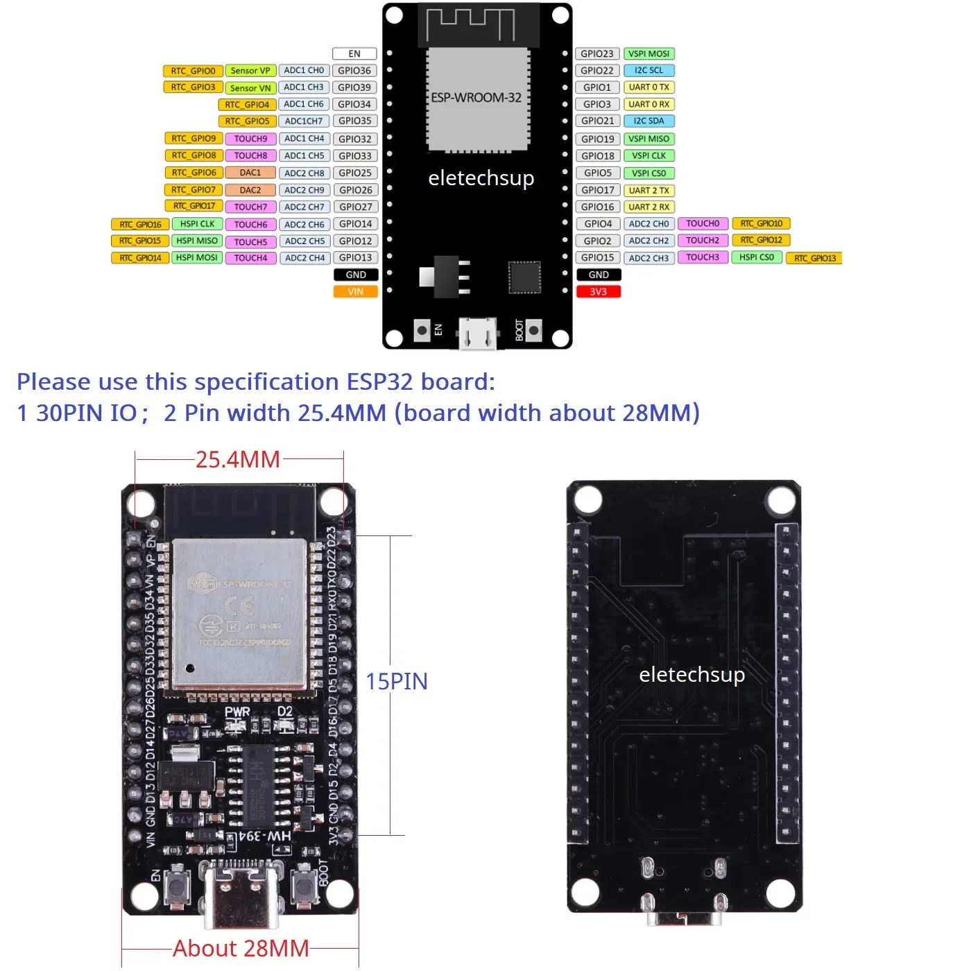 ESP32 DIN-Schienenmontage DIN35 C45 Schienen-Erweiterungsplatine 3,96 – Bild 6