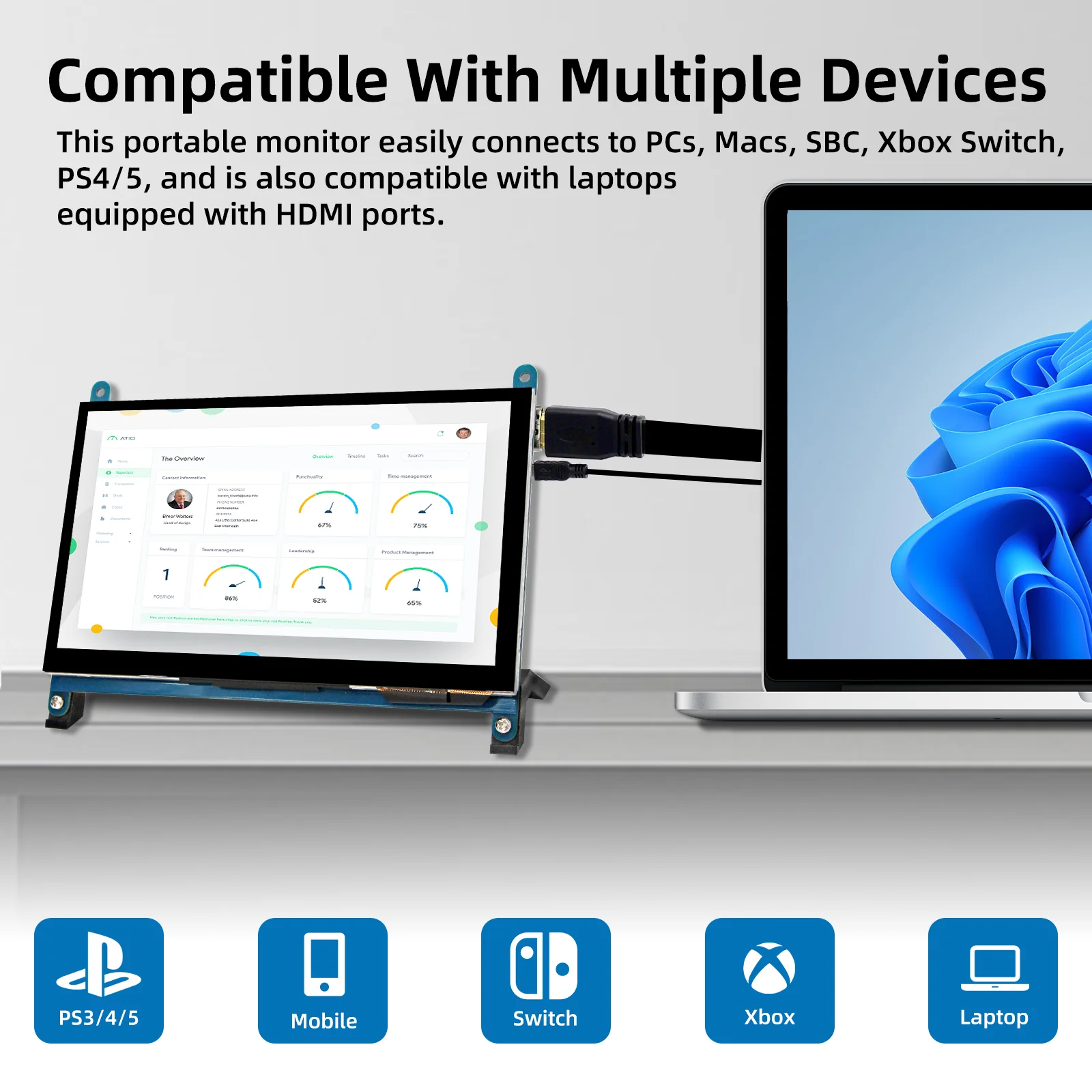 Raspberry Pi 7-Zoll-Bildschirm, IPS TFT LCD HDMI-Display – Bild 5