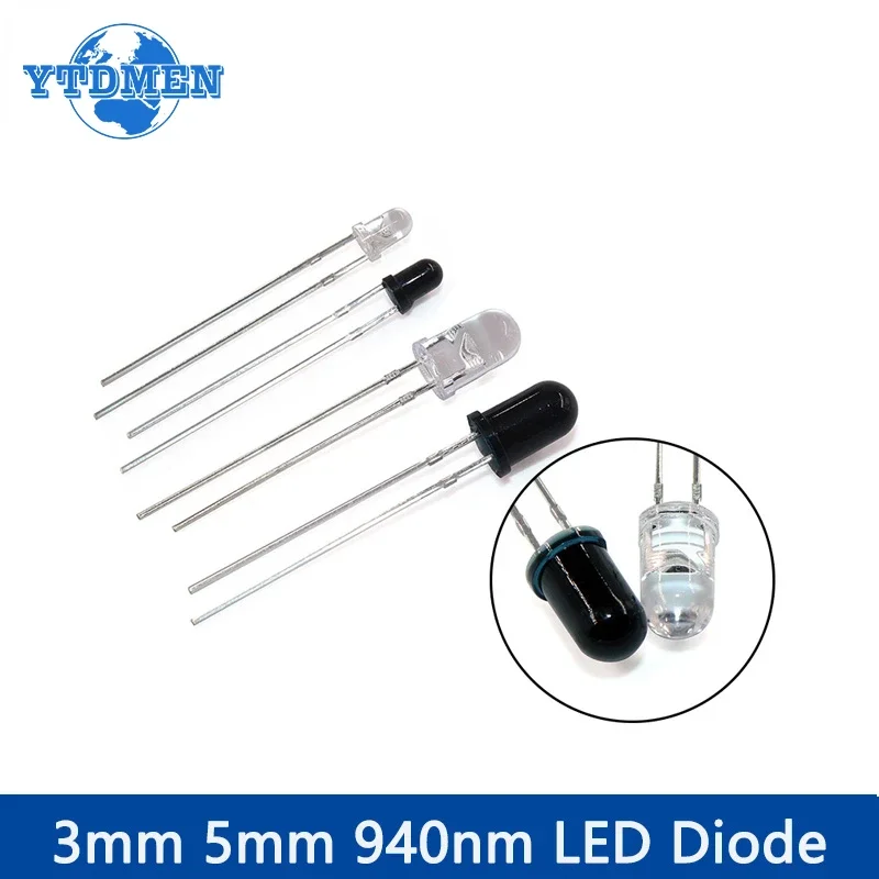 10 Paar 3 mm 5 mm 940 nm LEDs Infrarot-Sender und IR-Empfänger Diode – Bild 5
