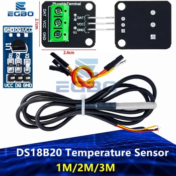 DS18B20 Temperatur Sensor Modul Kit Wasserdicht 100CM 2Digital Sensor Kabel Edelstahl Sonde Terminal Adapter