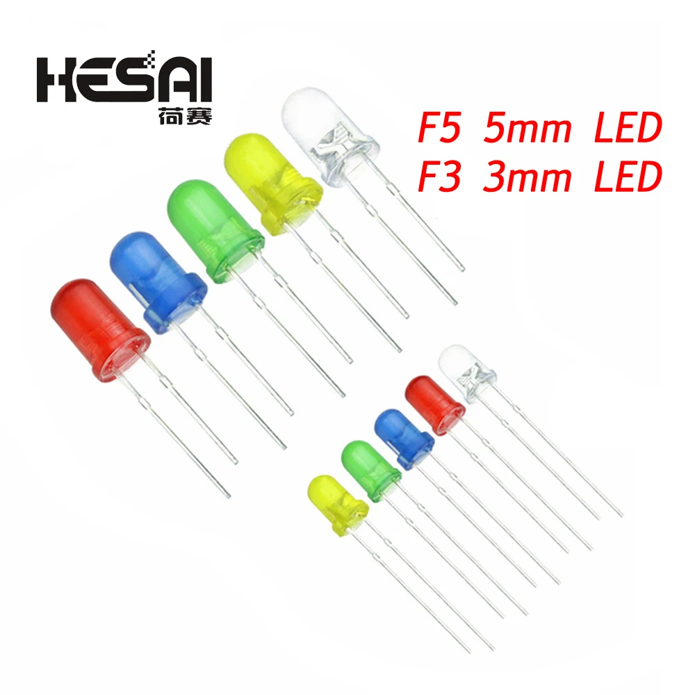 3mm 5mm LED Leuchtdioden 5 Farben Elektronische (100 Stück) – Bild 2