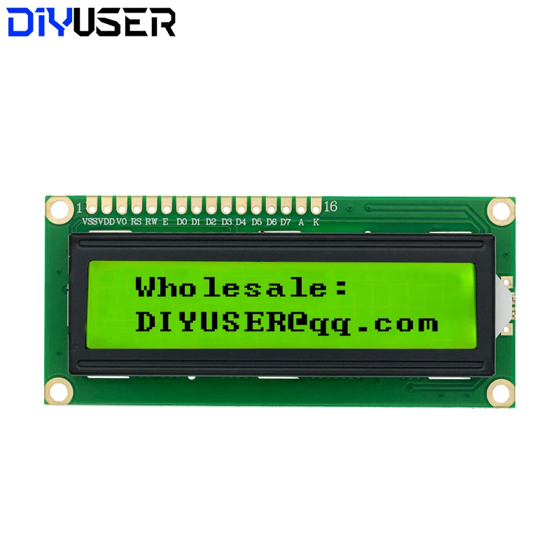 LCD1602 1602 LCD-Modul Blauer / Gelbgrüner Bildschirm 16x2 Zeichen – Bild 3