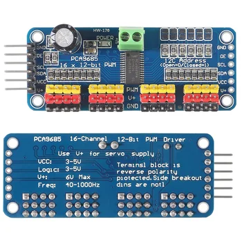 Aokin 1 Stück 16-Kanal-PWM-Servo-Treiberplatine Roboter-Controller IIC-Schnittstellen-Treibermodul PCA9685